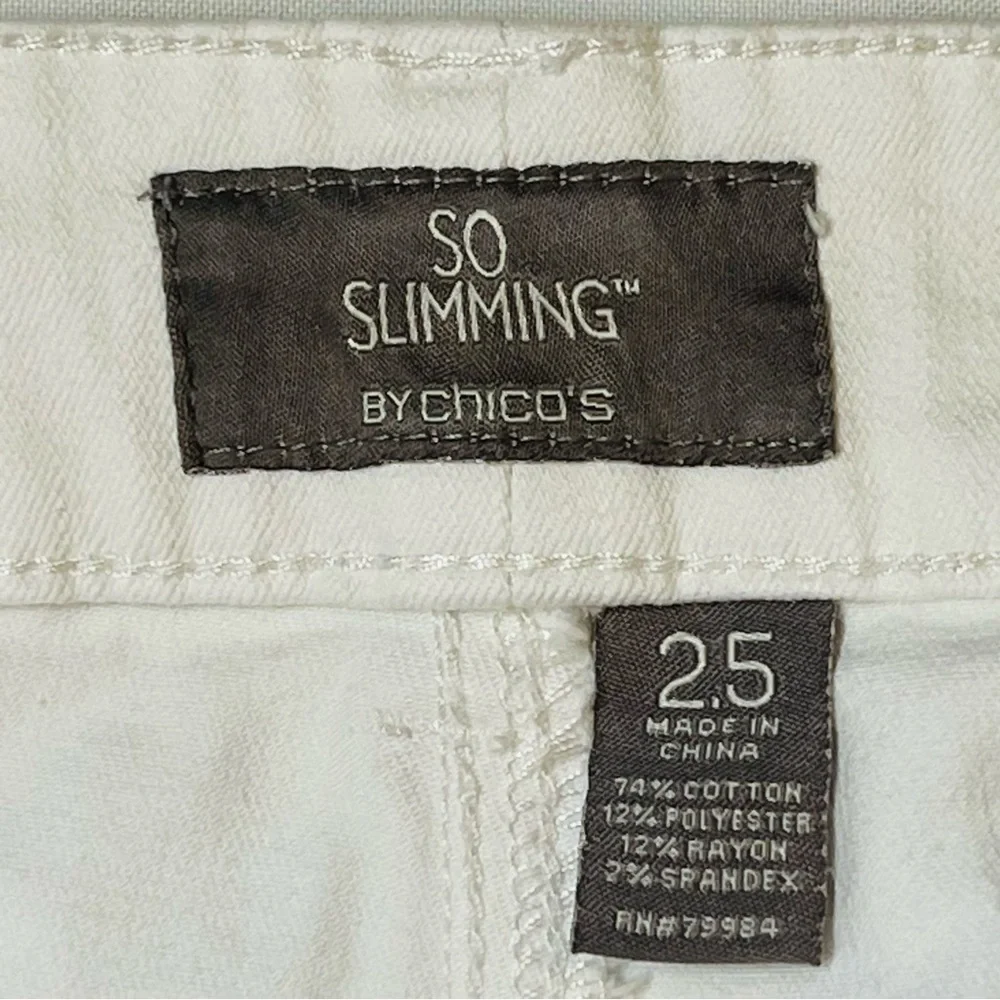 Chico’s So Slimming Jeans White Sz 2.5 Reg Sz 14 Crop‎ - Picture 5 of 14